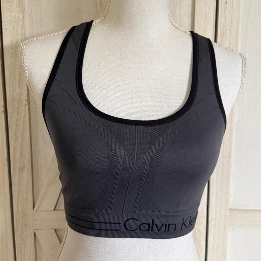 Calvin Klein Performance Womens Reversible Racerback Sports Bras Black Grey XS/S - Picture 2 of 5